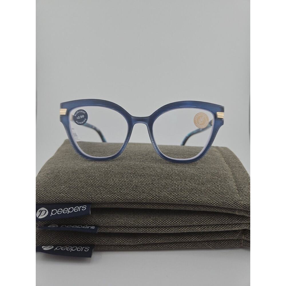 Peepers Marquee 2.50 with Blue Light Filtering NEW Navy/marine Quartz S. HINGE